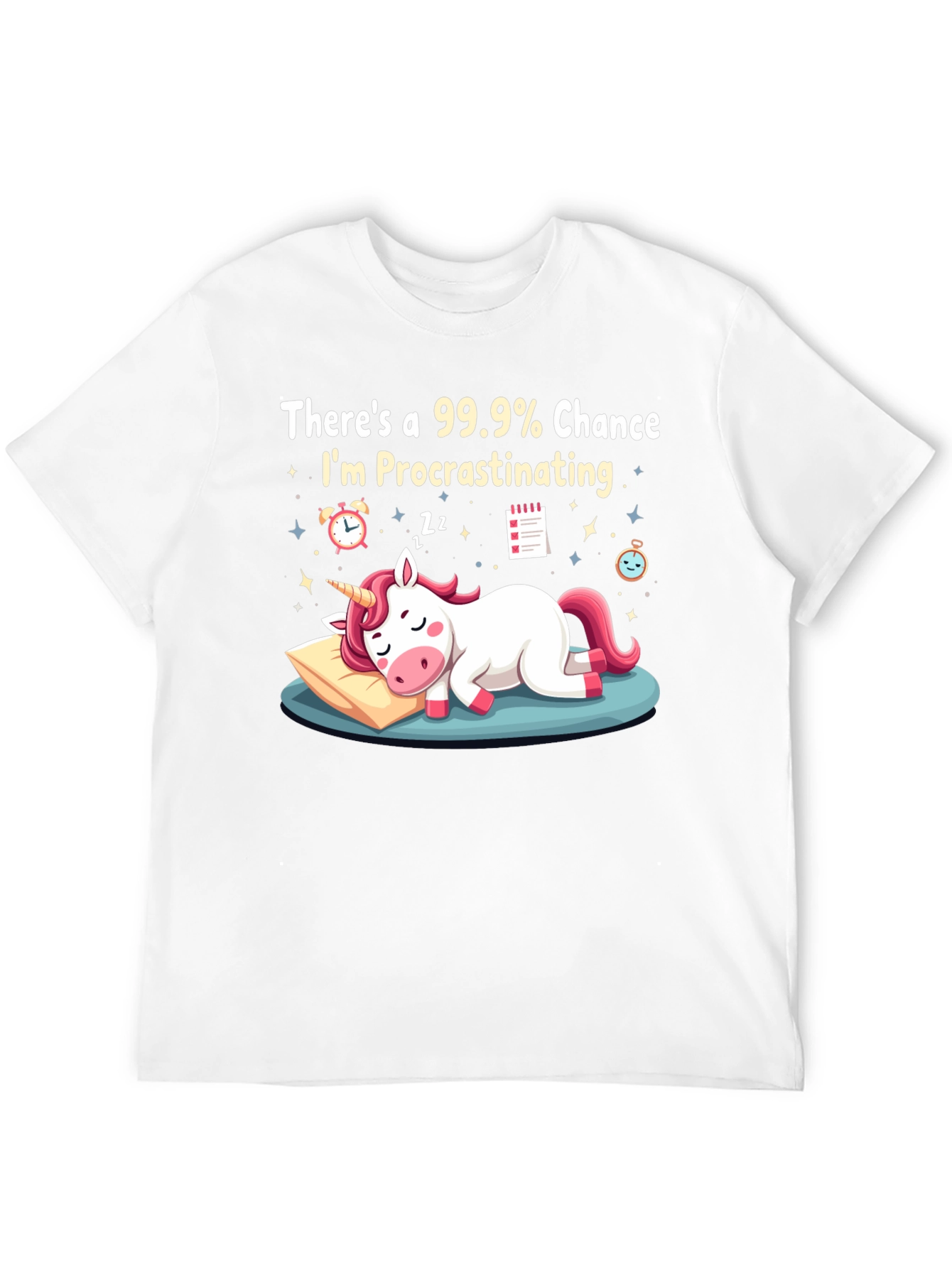 Procrastinating Unicorn Graphic T-Shirt - Black