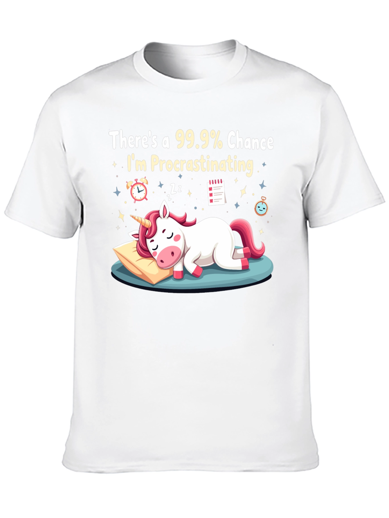Procrastinating Unicorn Graphic T-Shirt - Black