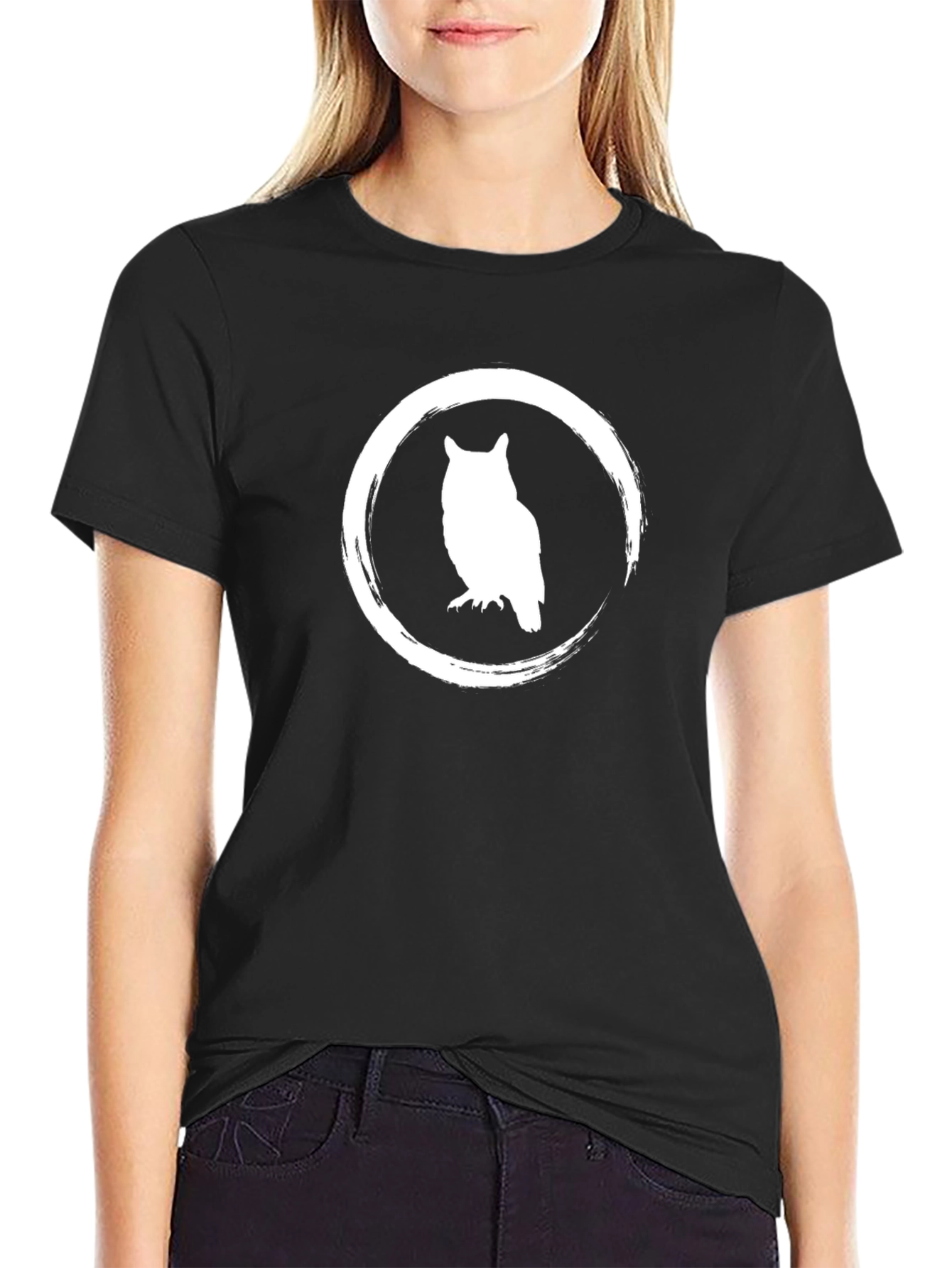 Owl Graphic Black Tee Shirt