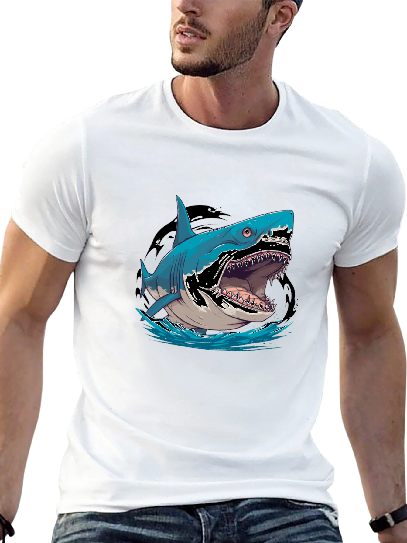 Shark Graphic Tee - Mens Black T-Shirt