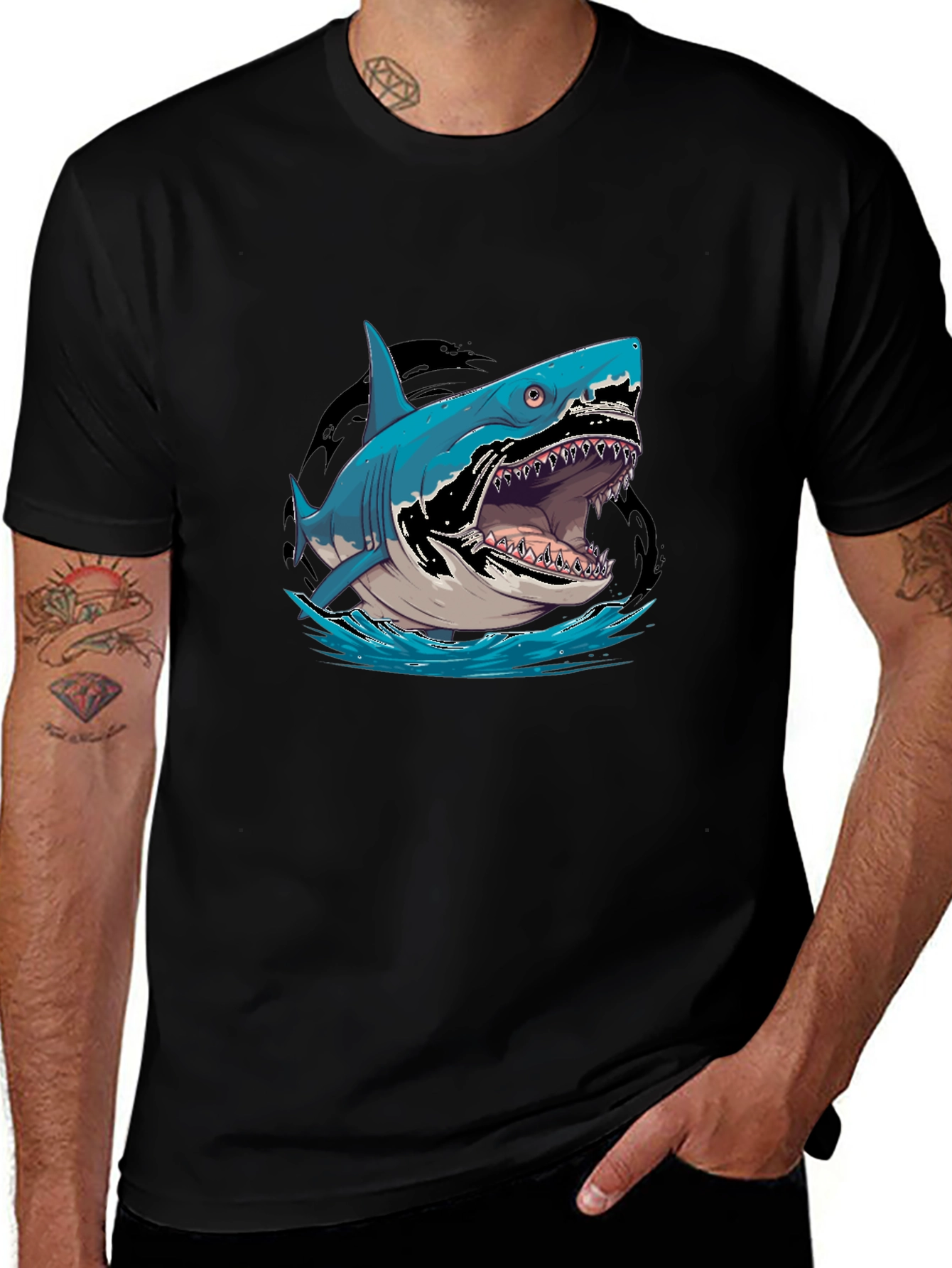 Shark Graphic Tee - Mens Black T-Shirt