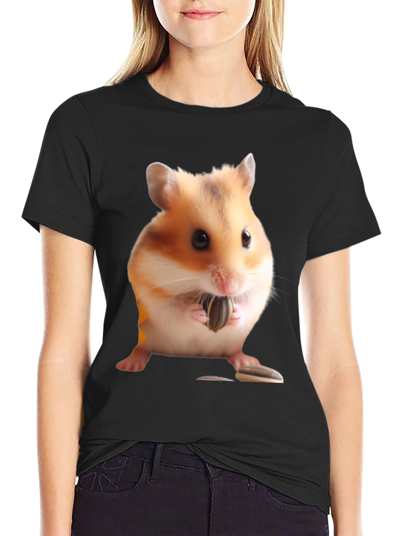 Hamster Seed Graphic T-Shirt Mens Black Tee
