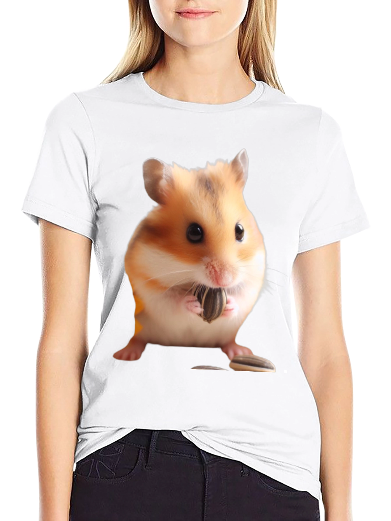 Hamster Seed Graphic T-Shirt Mens Black Tee