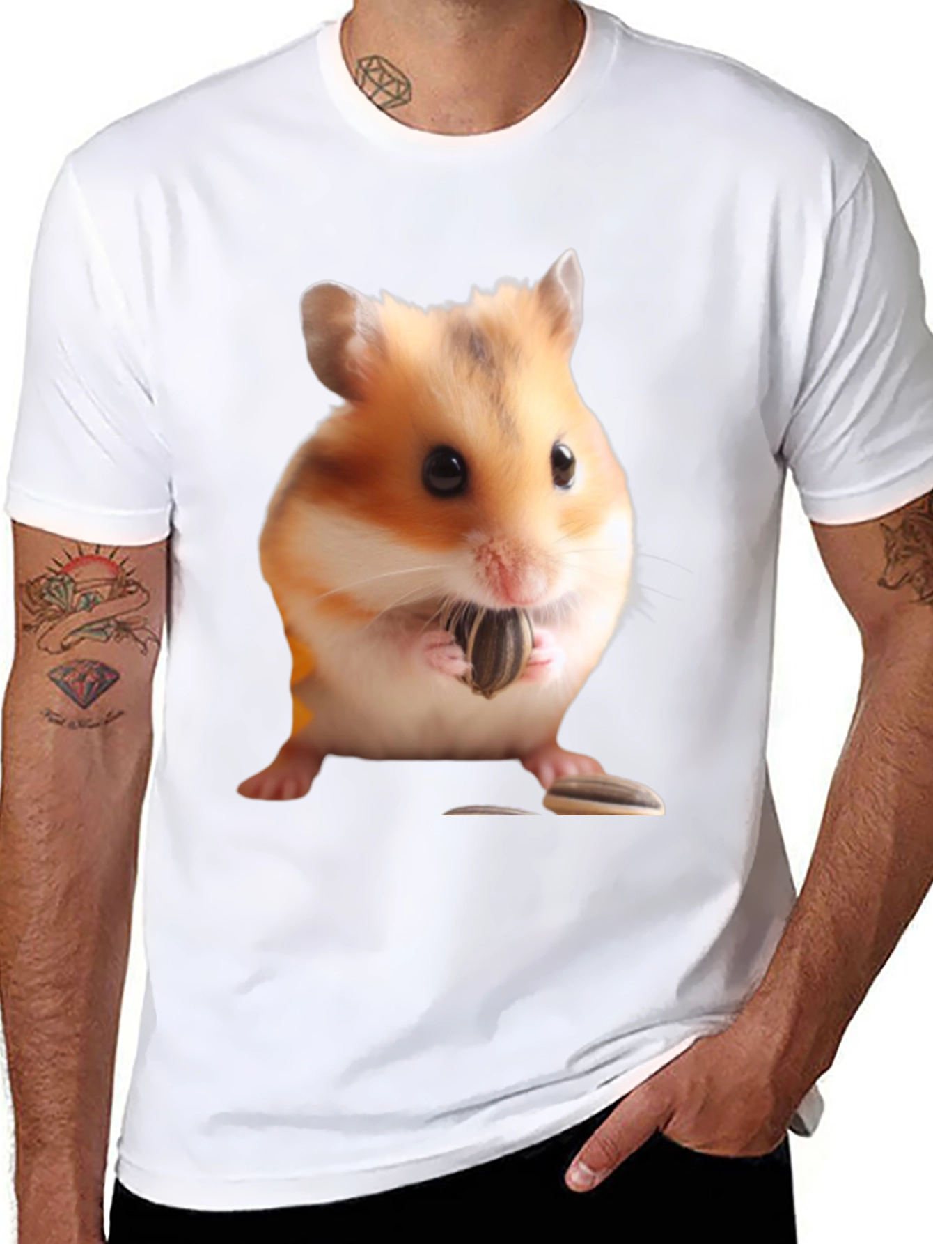 Hamster Seed Graphic T-Shirt Mens Black Tee