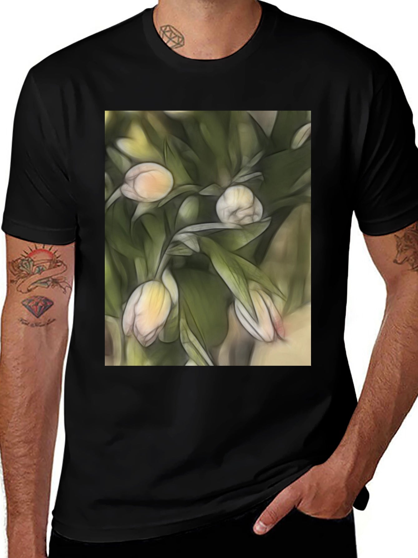 Floral Sketch T-Shirt: Artistic Casual Wear