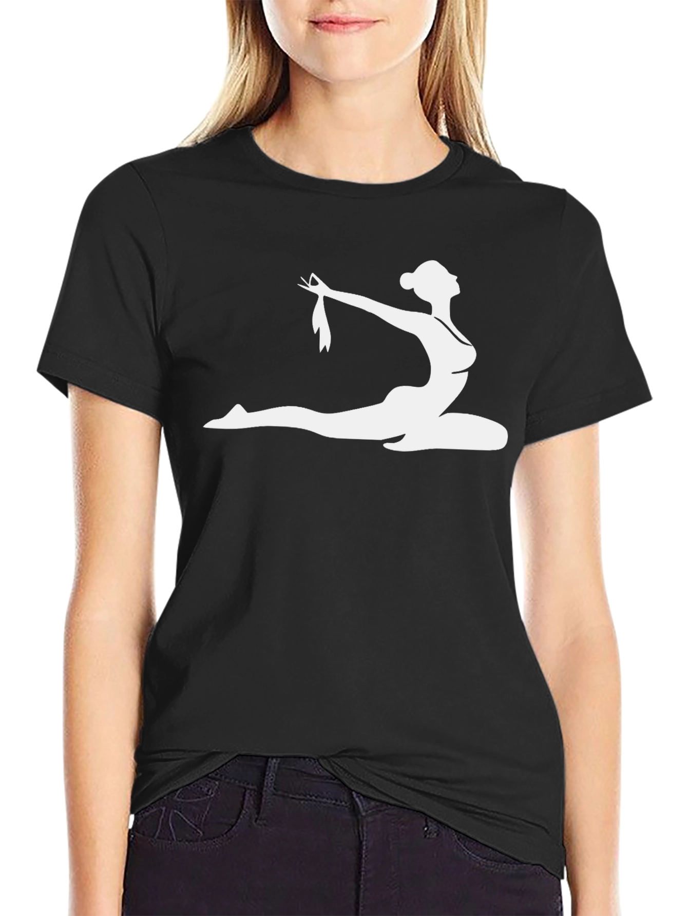Yoga Pose Graphic T-Shirt - Black Cotton Blend