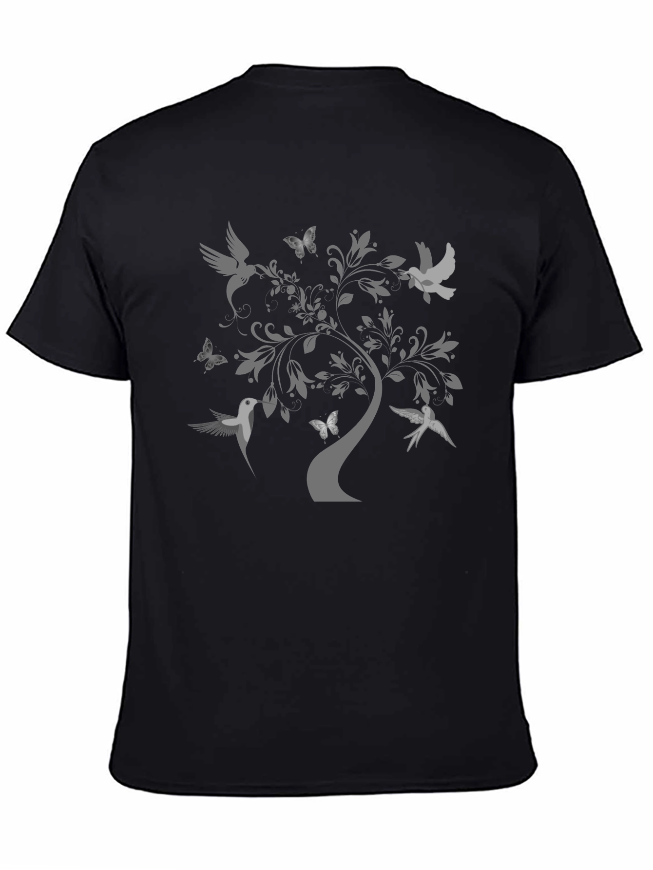 Nature-Inspired Tree & Birds Graphic Tee