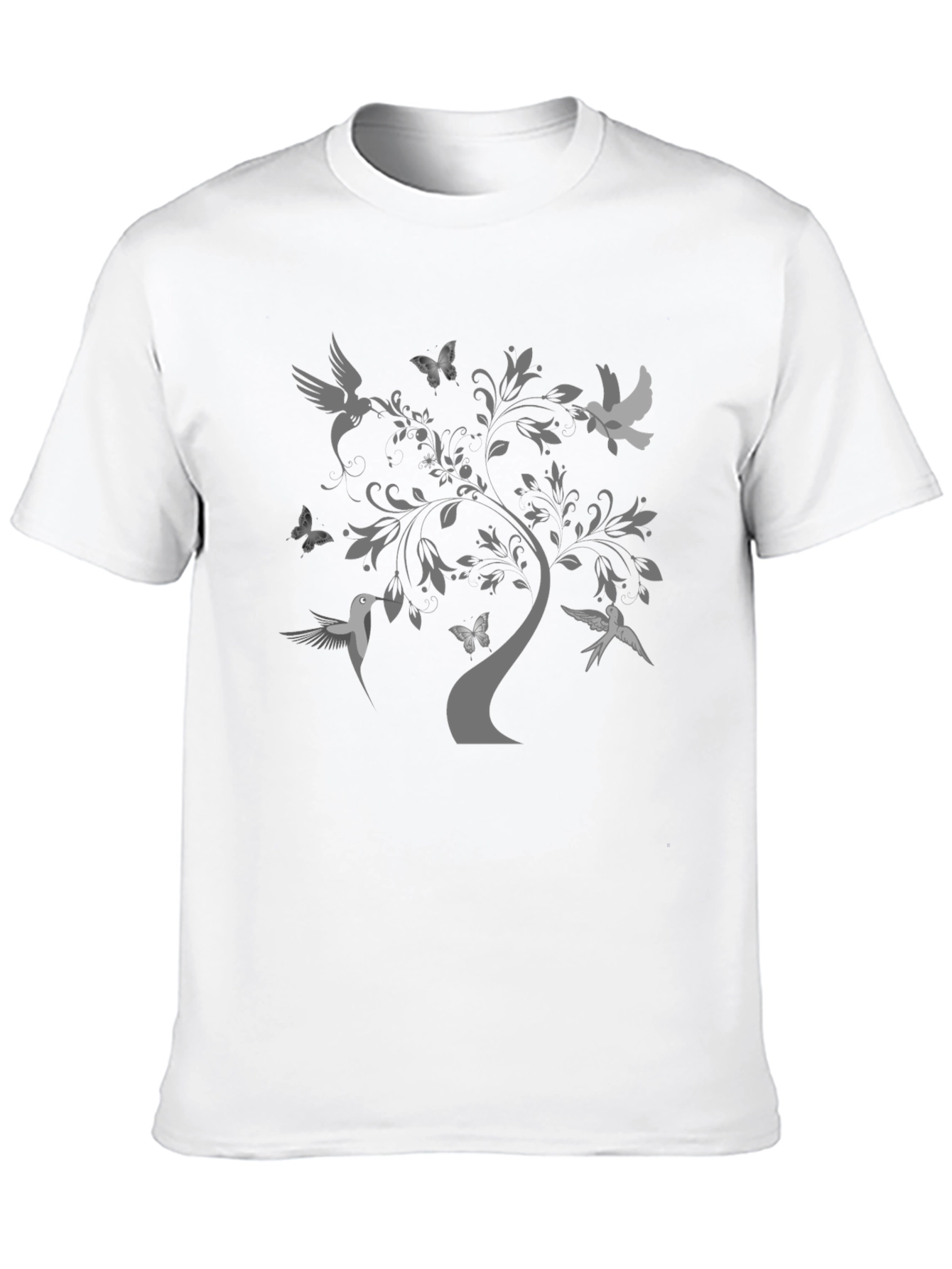 Nature-Inspired Tree & Birds Graphic Tee