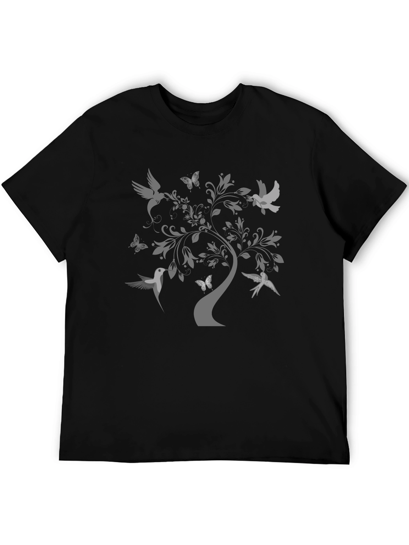 Nature-Inspired Tree & Birds Graphic Tee