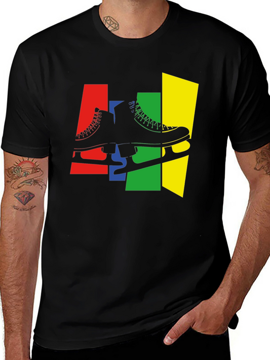 Retro Skates T-Shirt - Black Cotton Graphic Tee