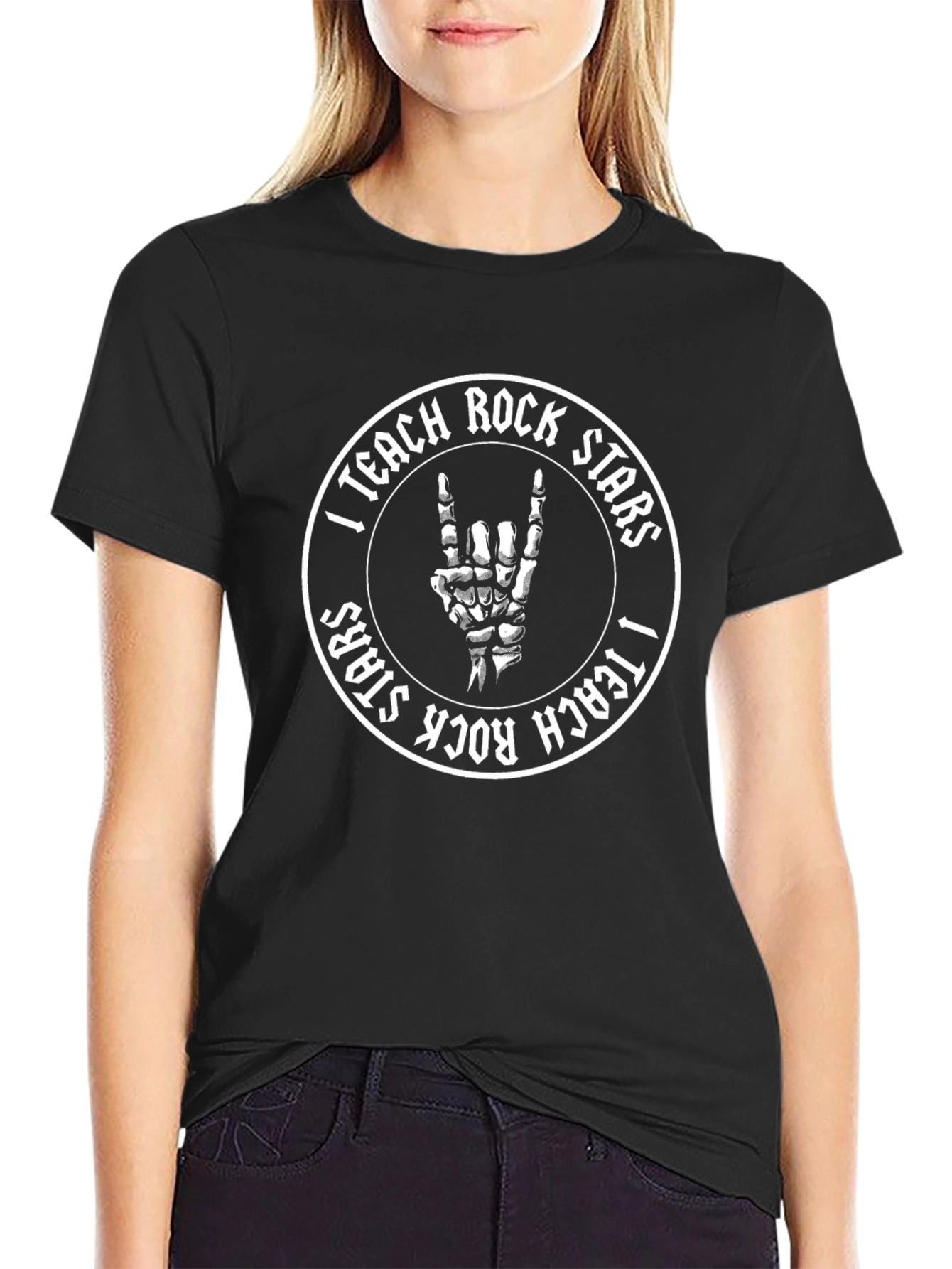 I Teach Rock Stars T-Shirt - Black Crew Neck