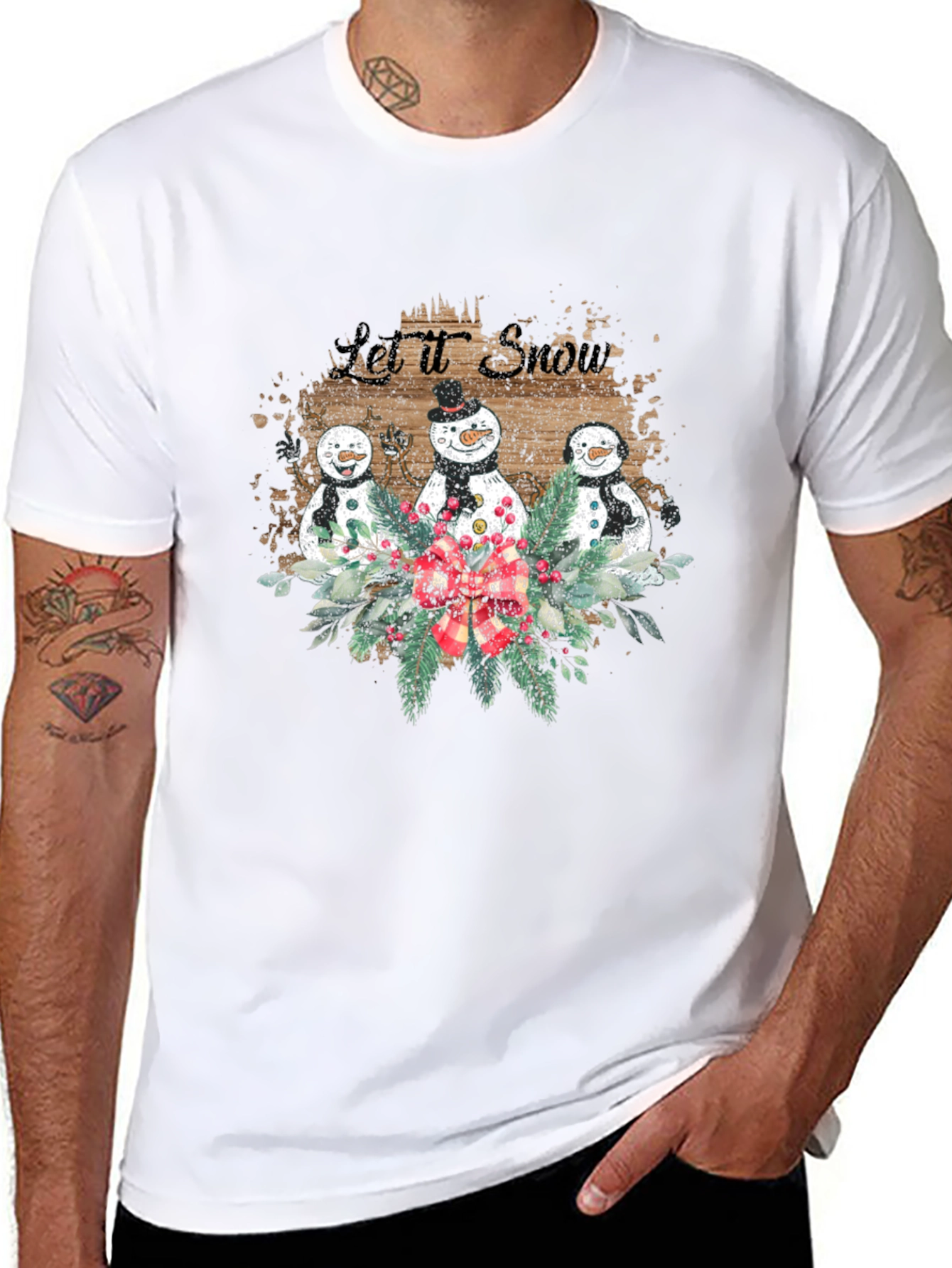 Festive Snowman Let It Snow Christmas T-Shirt