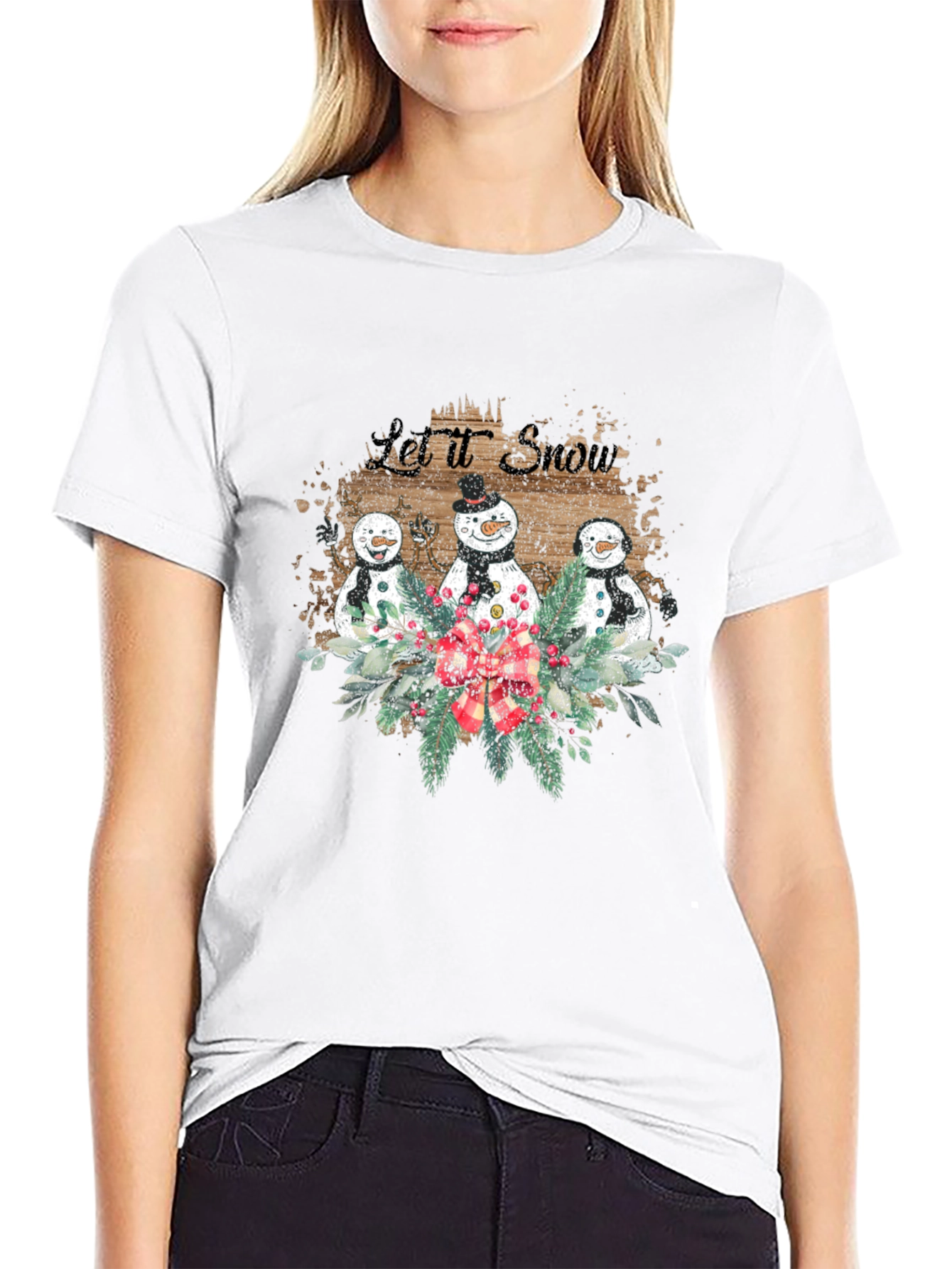 Festive Snowman Let It Snow Christmas T-Shirt