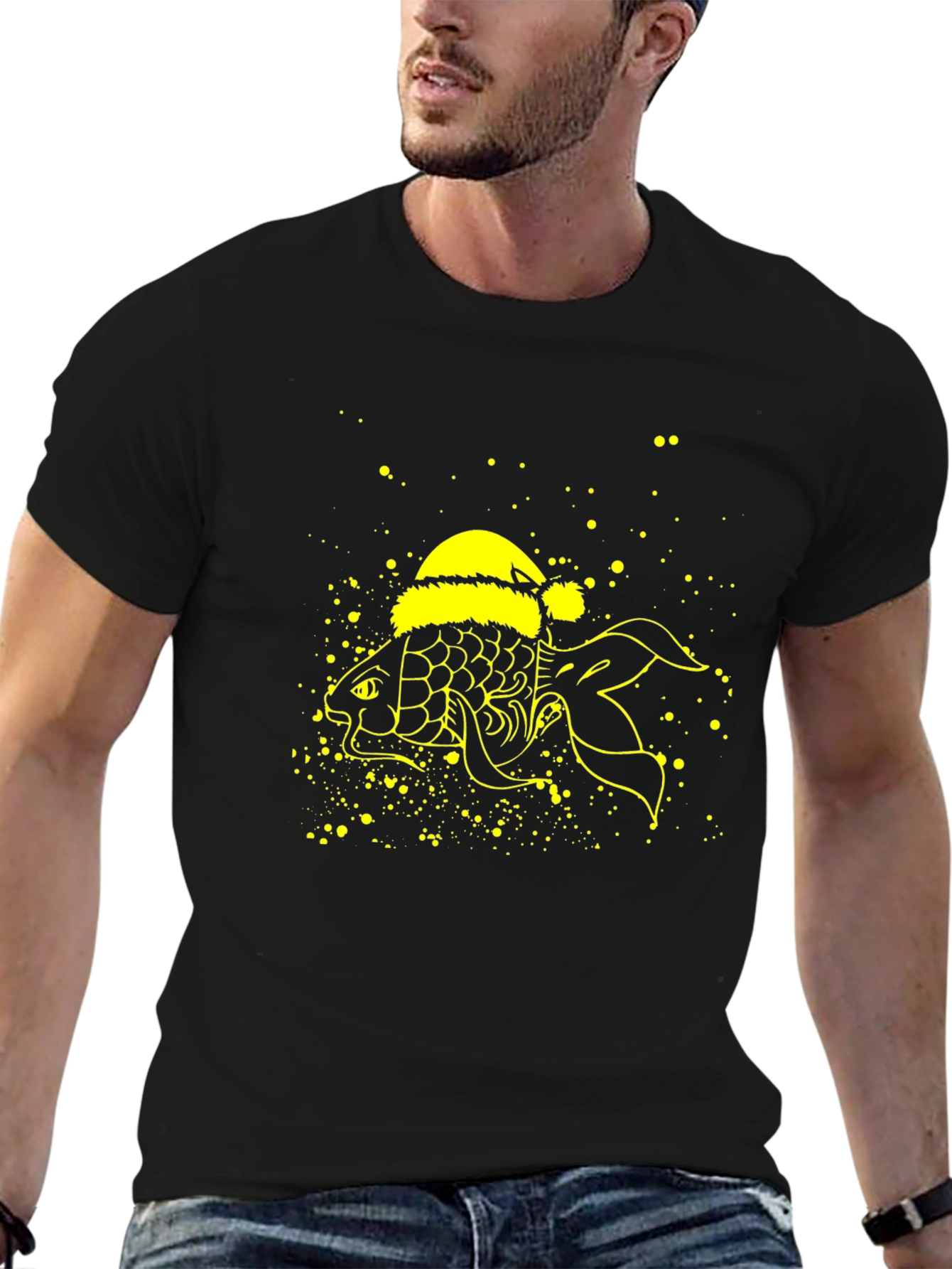 Festive Fish T-Shirt - Holiday Novelty Tee