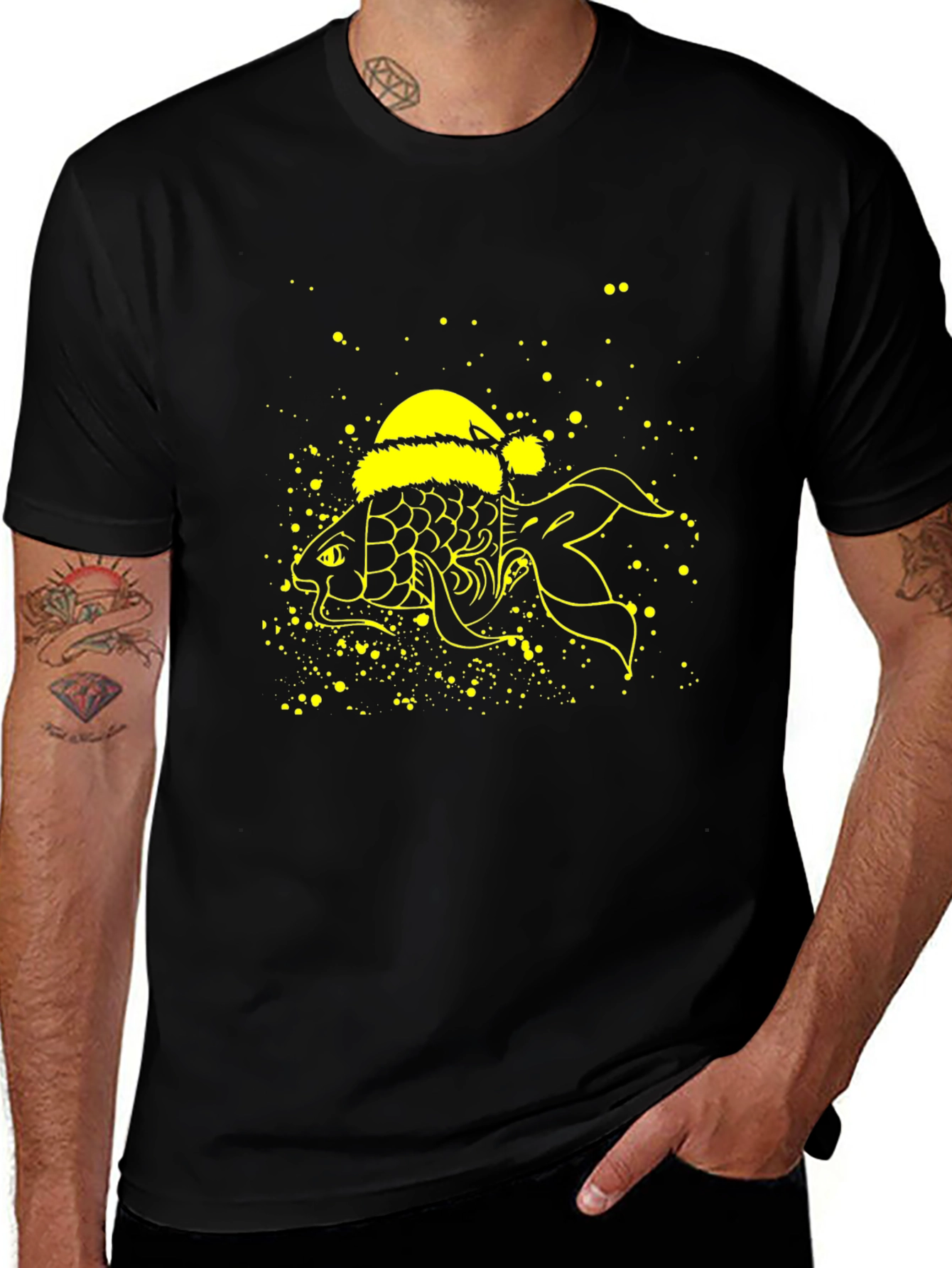 Festive Fish T-Shirt - Holiday Novelty Tee