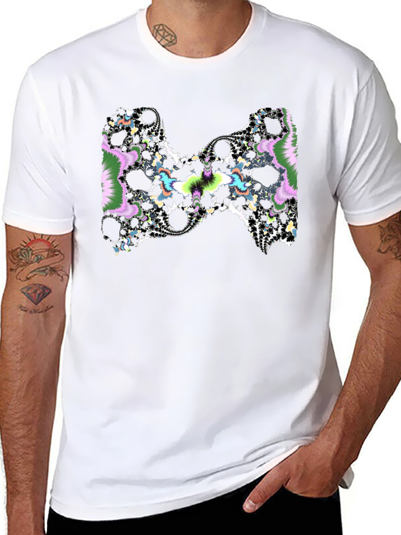 Fractal Pattern Black T-Shirt