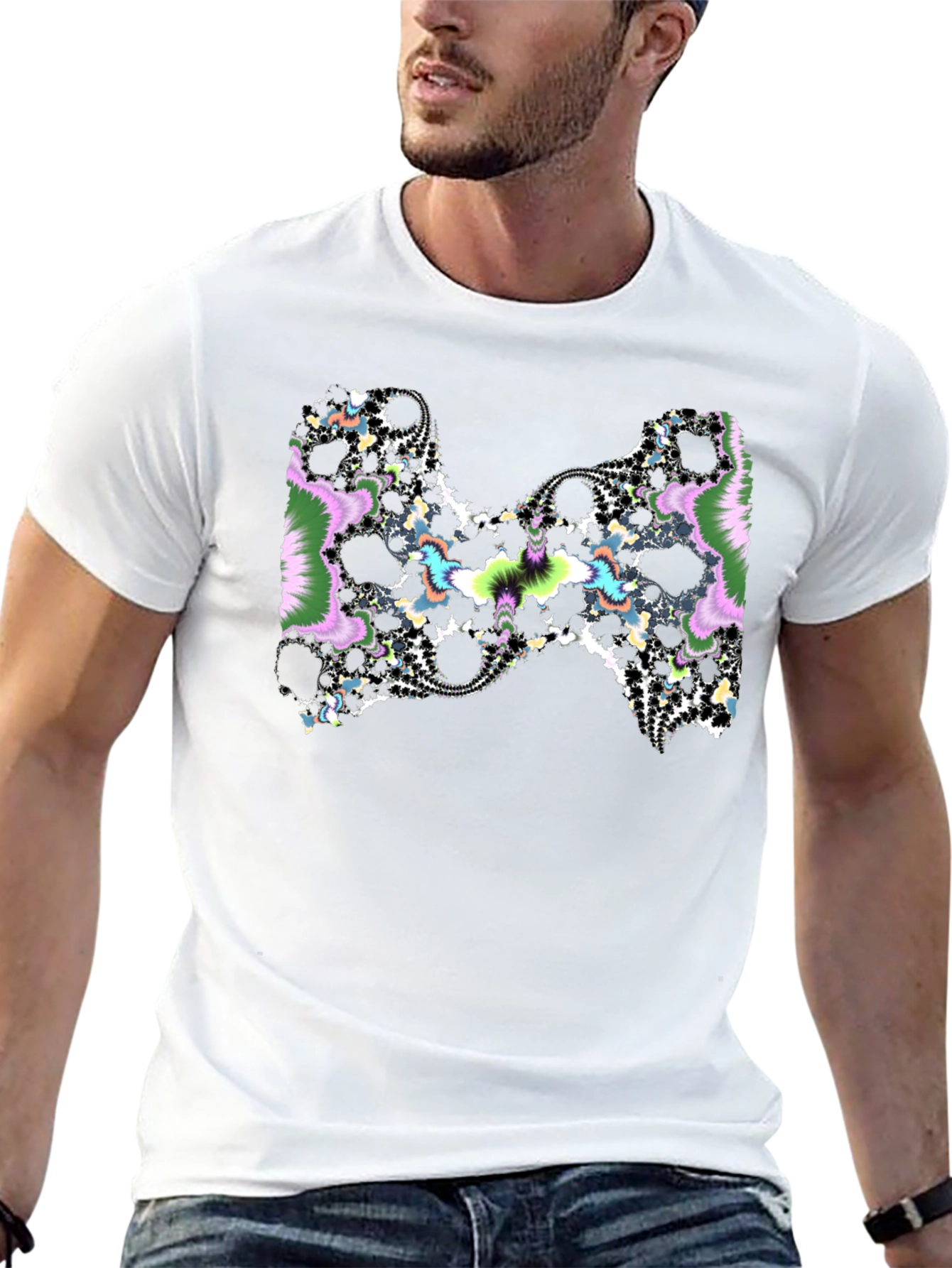 Fractal Pattern Black T-Shirt