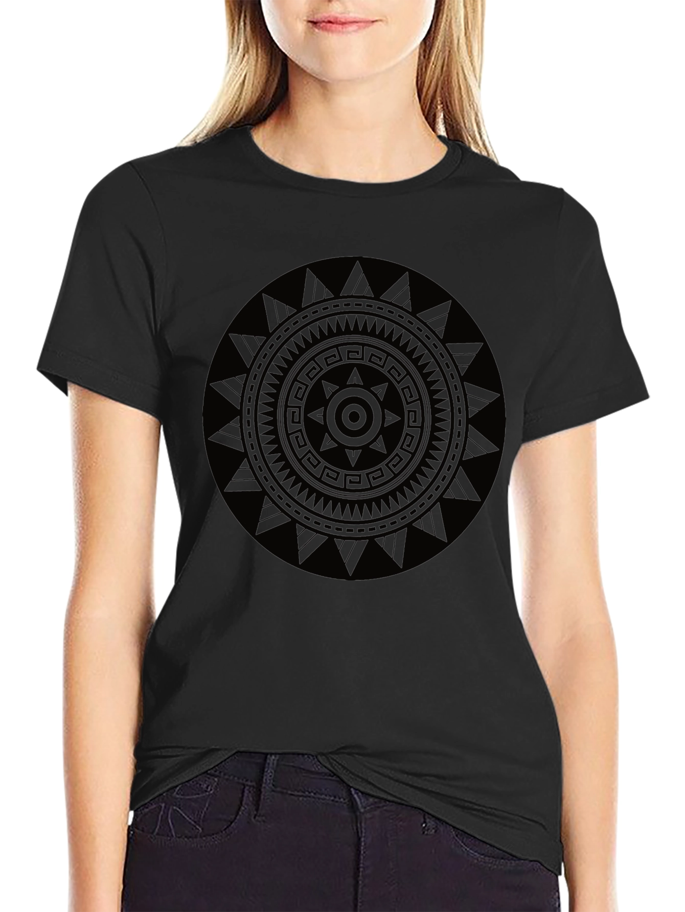 Tribal Mandala Graphic Black T-Shirt