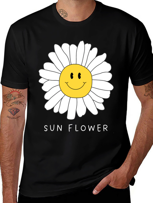 Black Sunflower Smile Graphic Tee