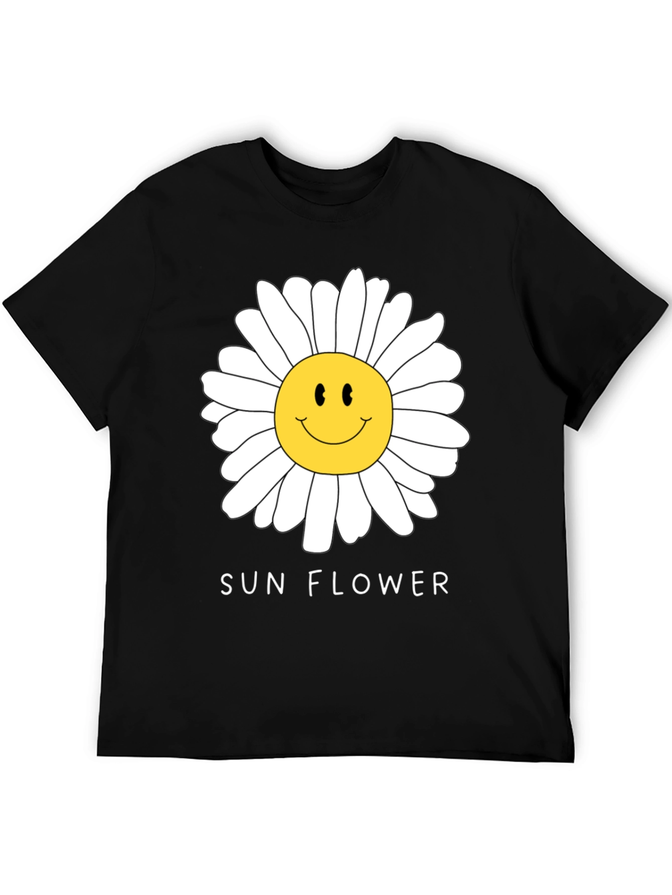 Black Sunflower Smile Graphic Tee