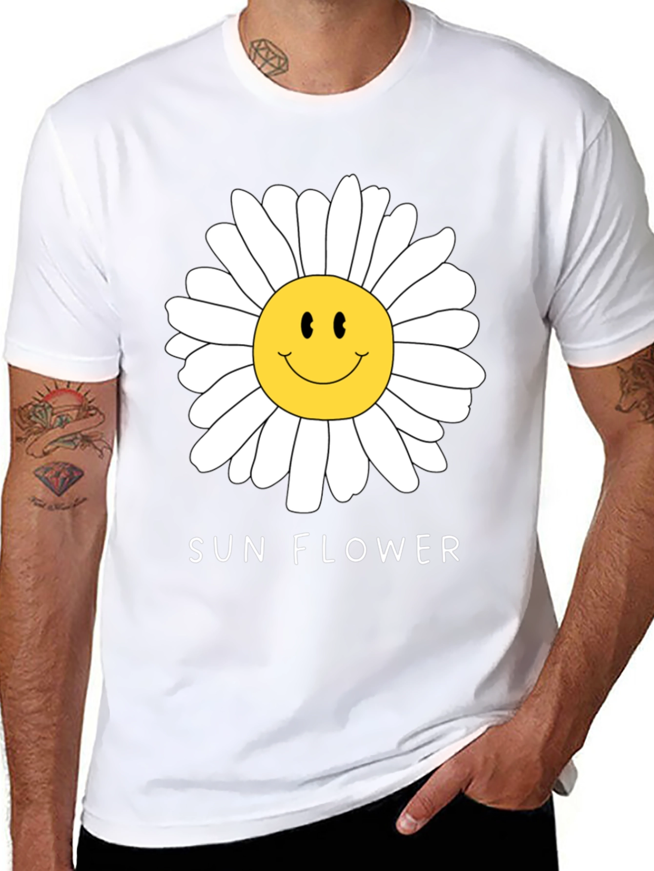Black Sunflower Smile Graphic Tee