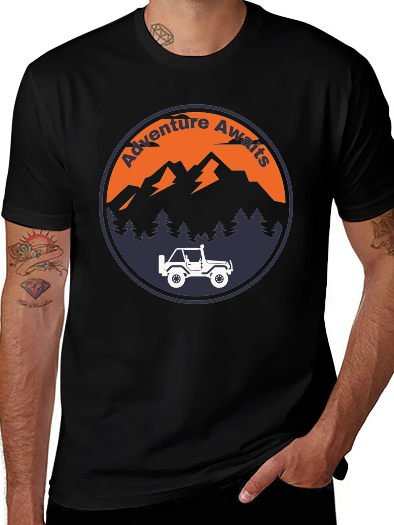 Adventure Awaits Graphic Tee - Mens Black T-Shirt