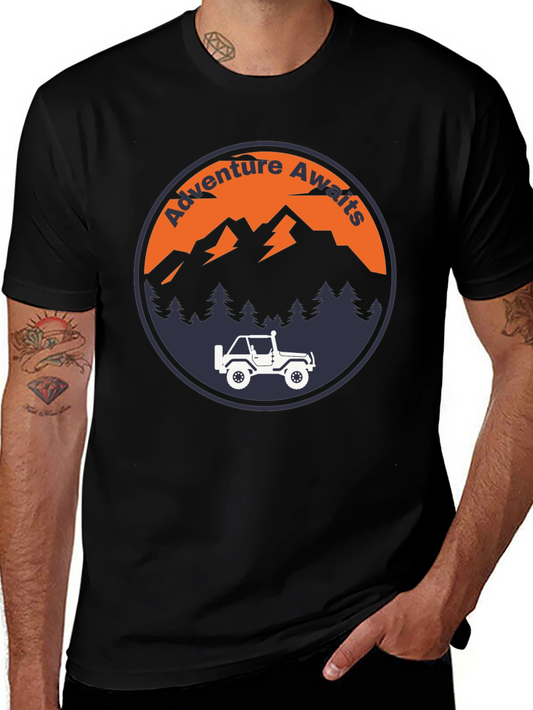 Adventure Awaits Graphic Tee - Mens Black T-Shirt