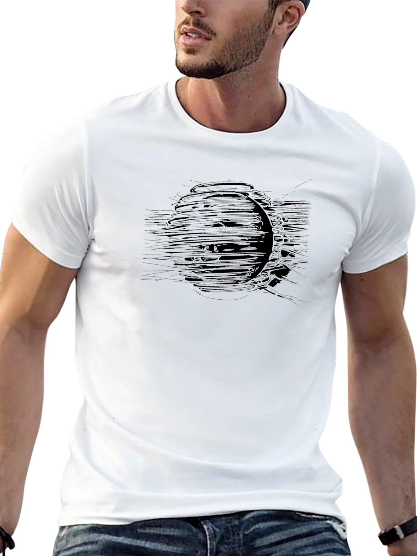 Abstract Graphic Black Crew Neck T-Shirt