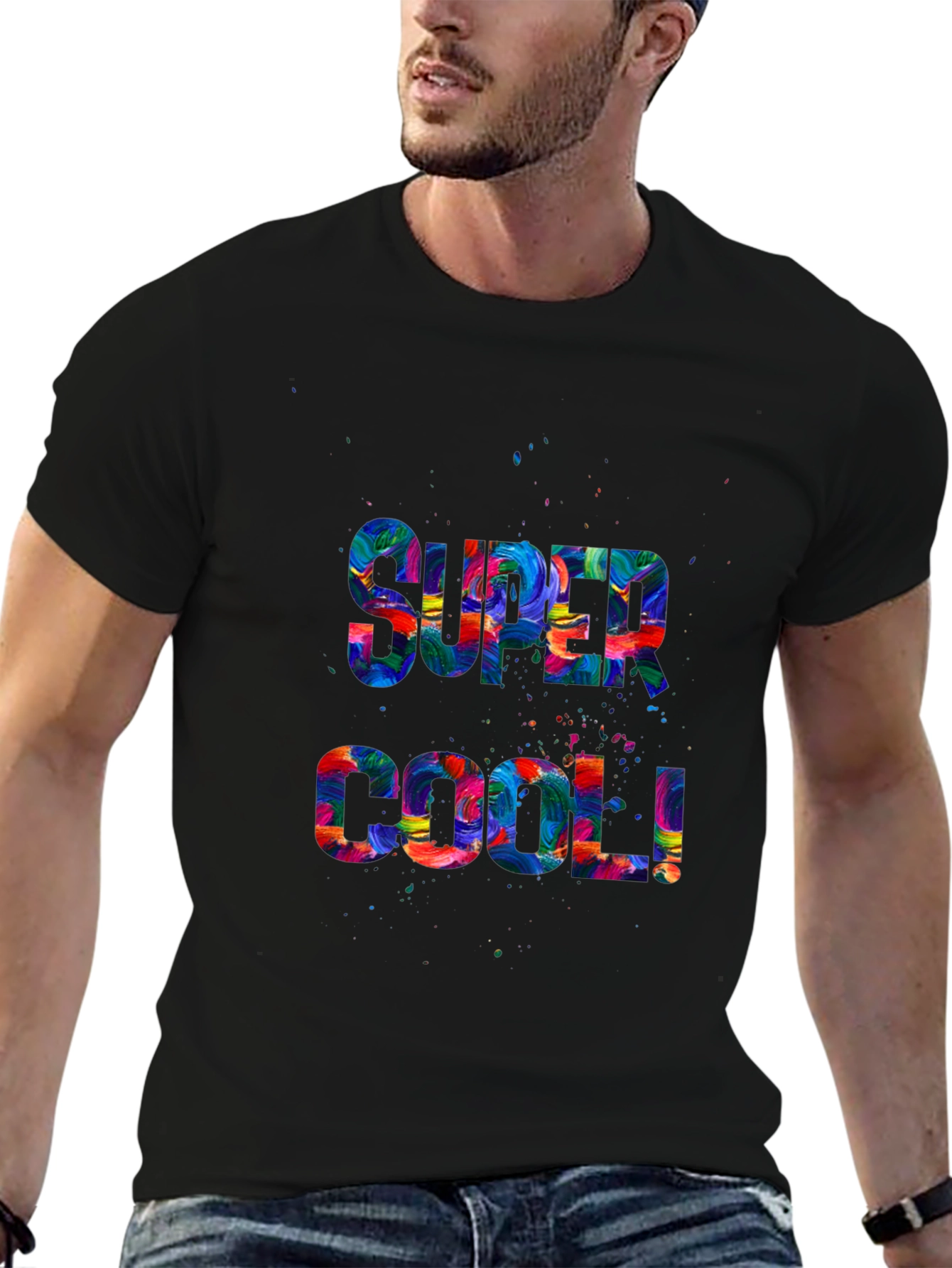 Super Cool Graphic Print Black T-Shirt