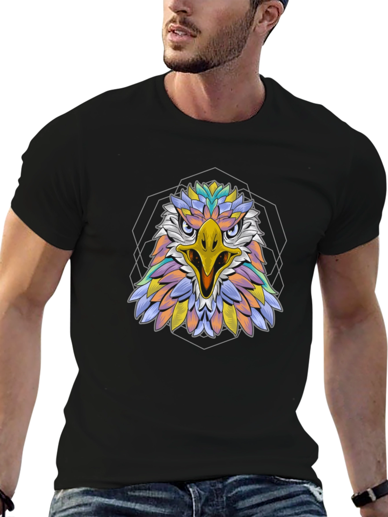 Geometric Eagle Graphic Tee - Bold Style