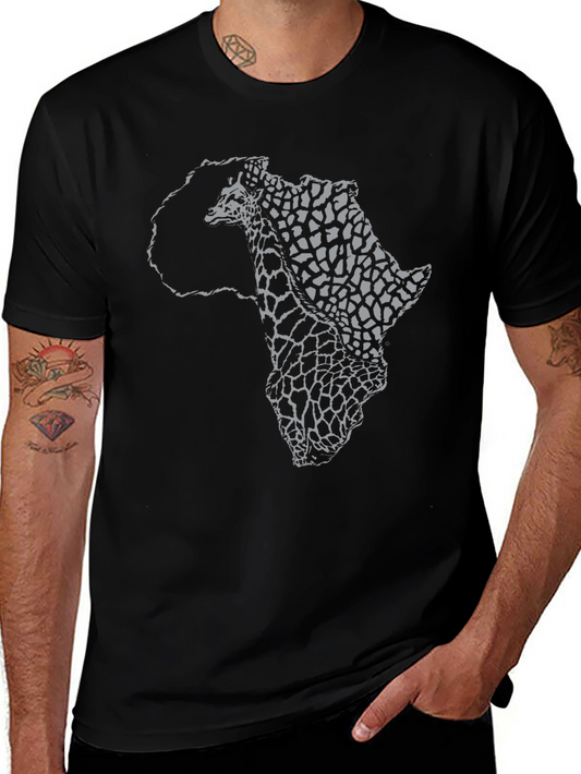 Africa Giraffe Print Black T-Shirt