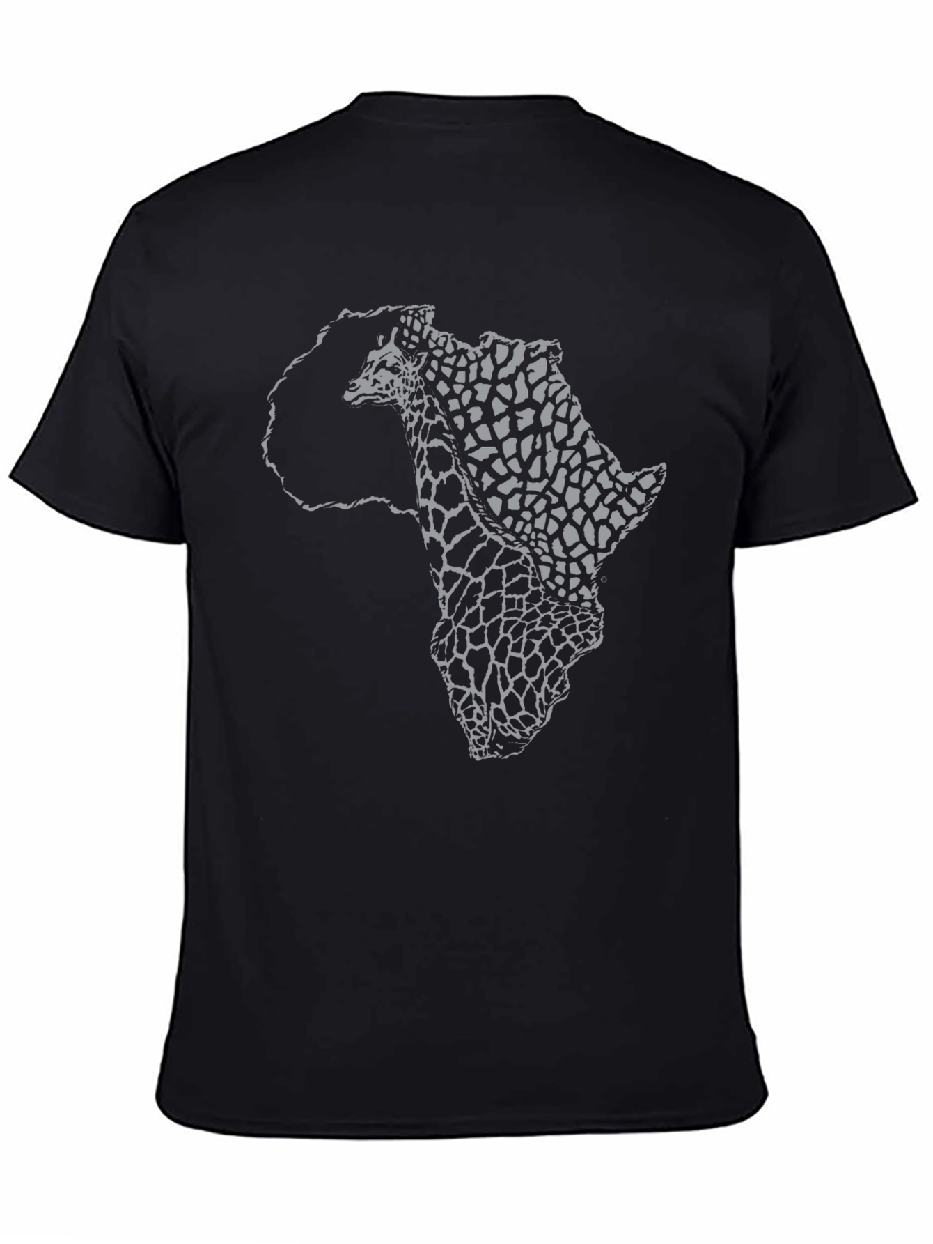 Africa Giraffe Print Black T-Shirt