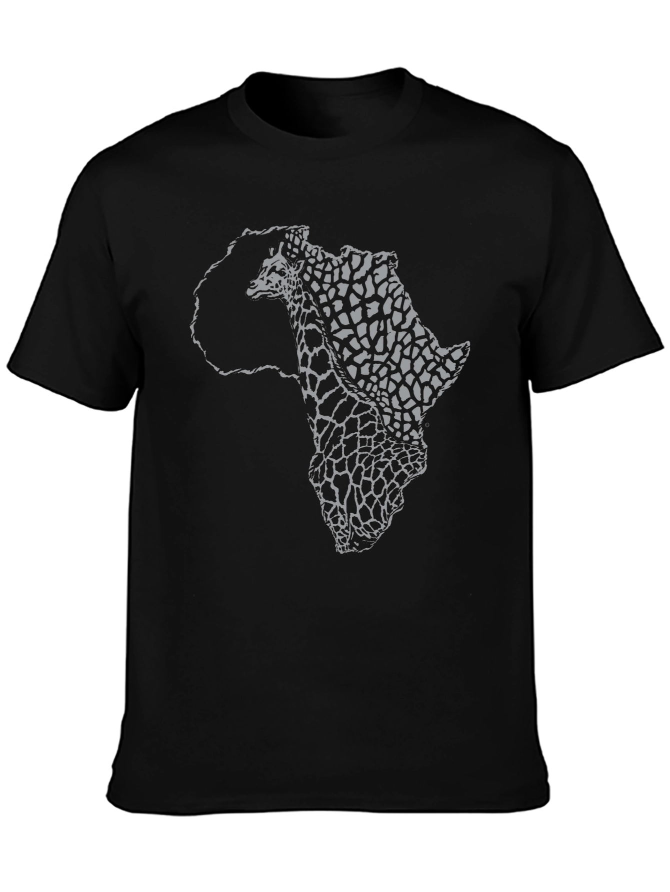 Africa Giraffe Print Black T-Shirt