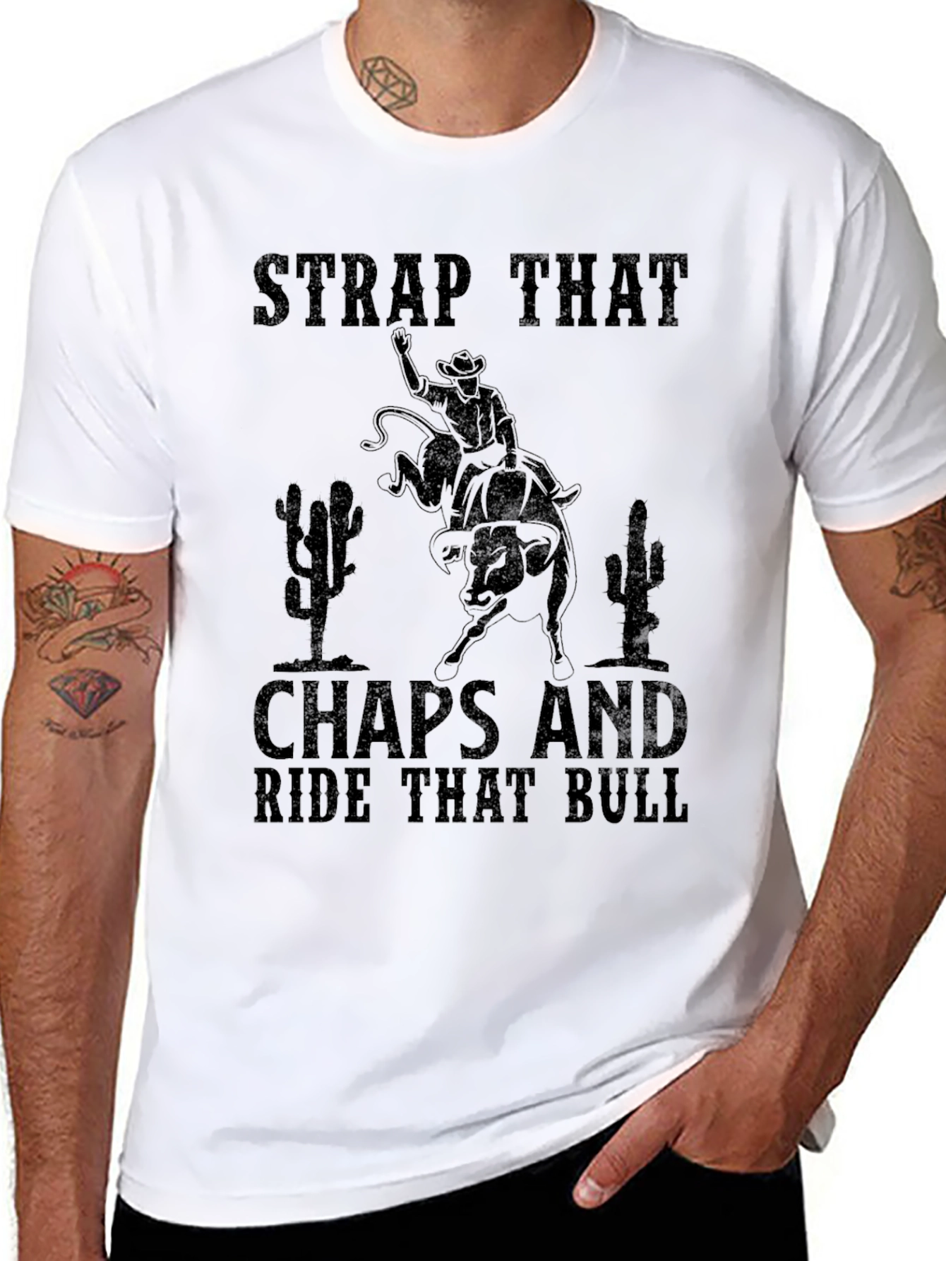 Strap That Chaps Rodeo Bull Riding Graphic Tee