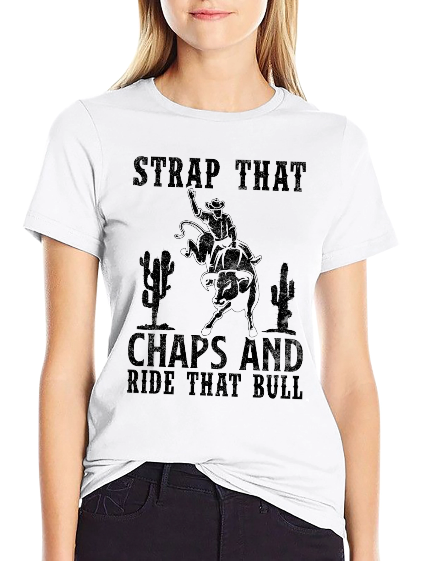 Strap That Chaps Rodeo Bull Riding Graphic Tee