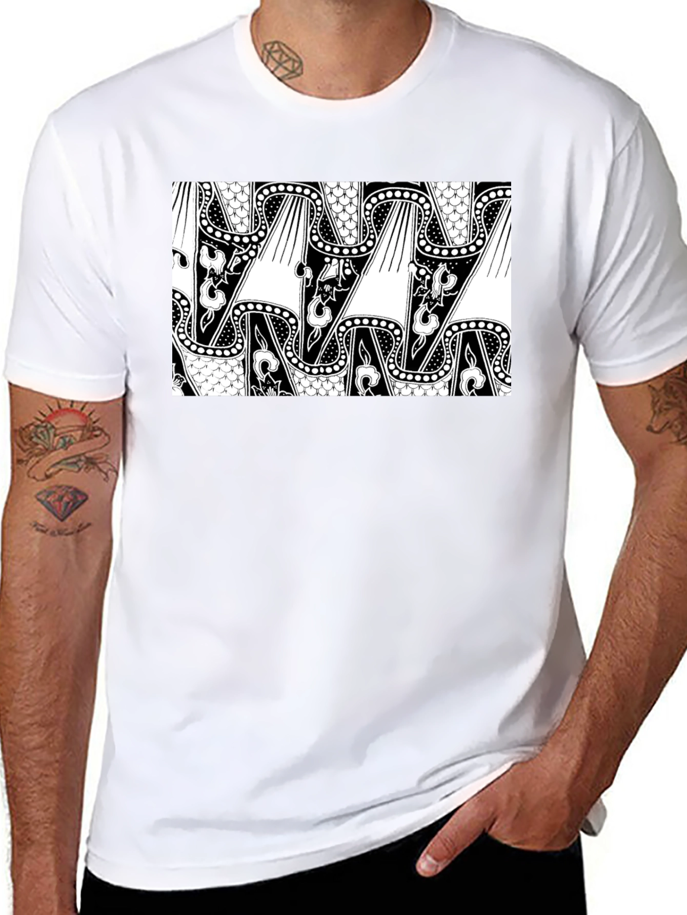 Abstract Pattern Black T-Shirt