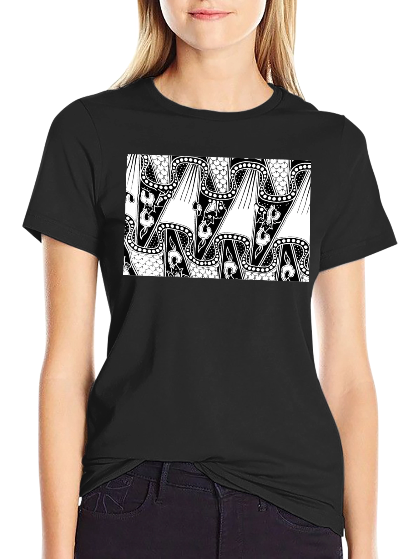 Abstract Pattern Black T-Shirt