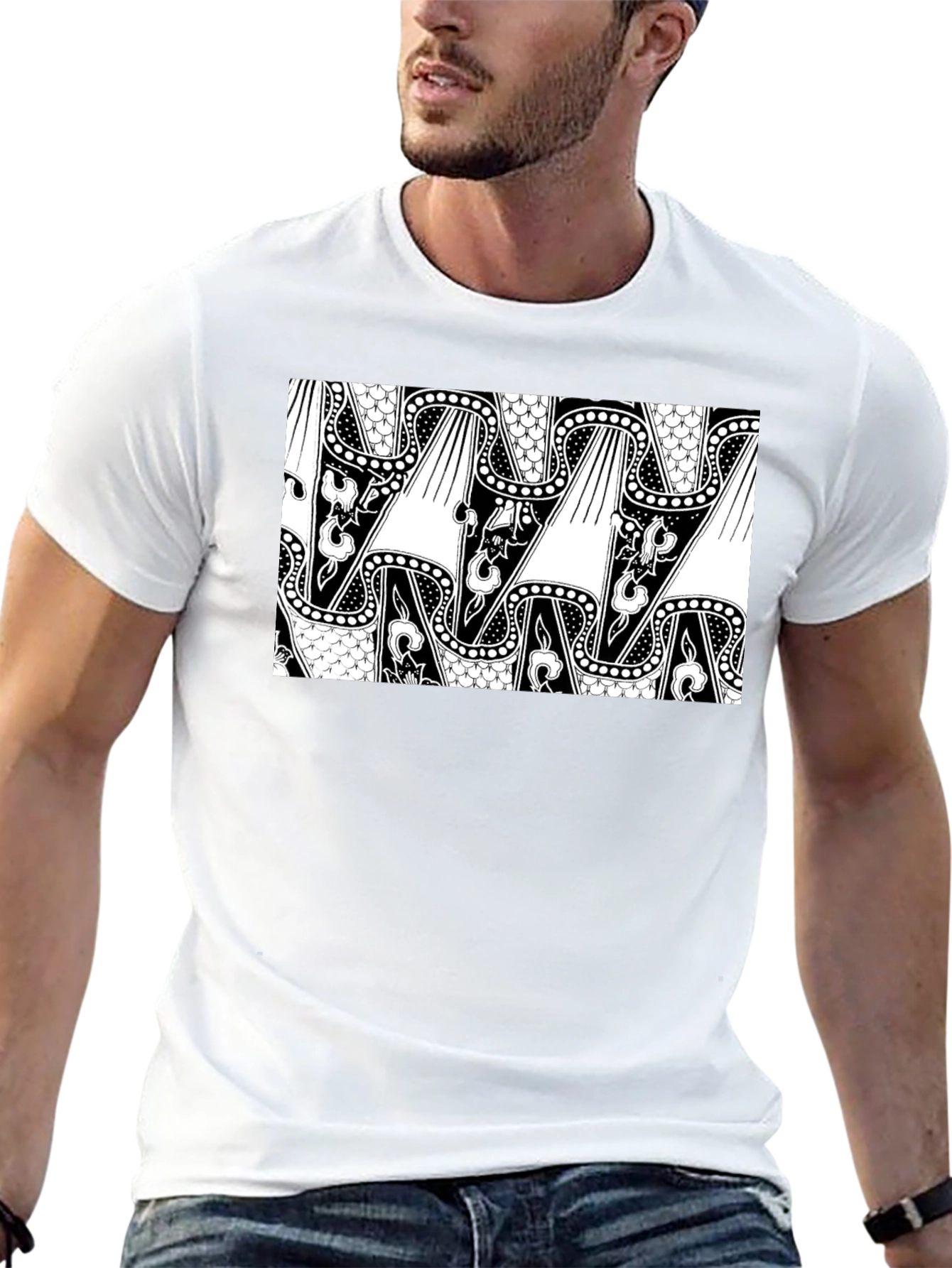 Abstract Pattern Black T-Shirt