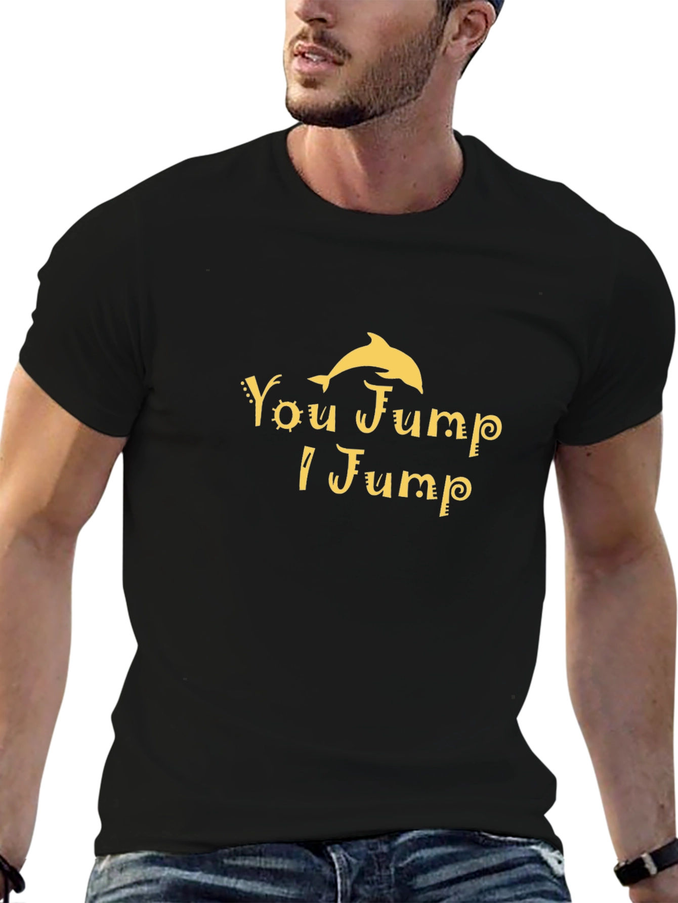 You Jump I Jump Dolphin Graphic Tee - Black