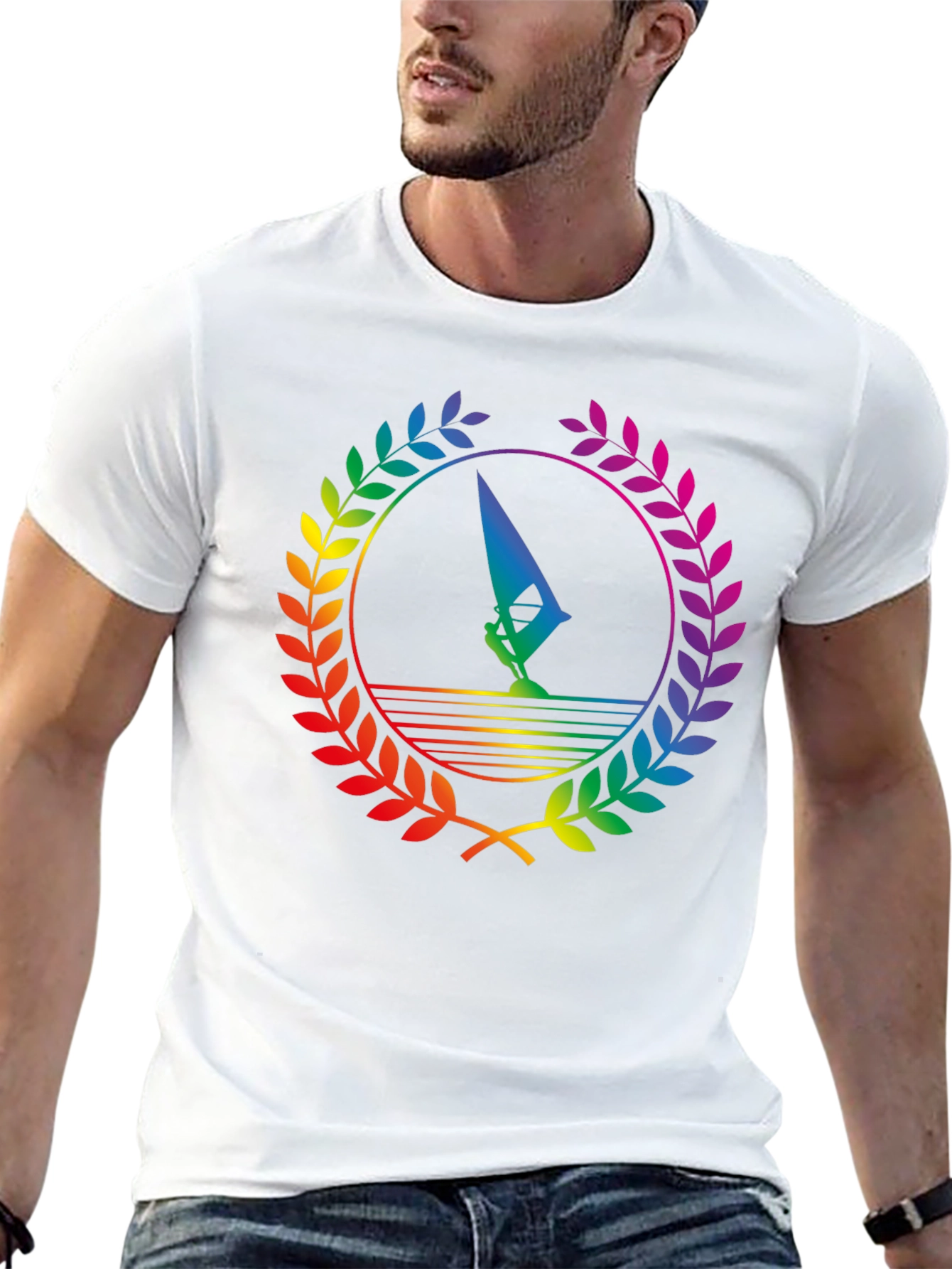 Rainbow Windsurfer Black T-Shirt