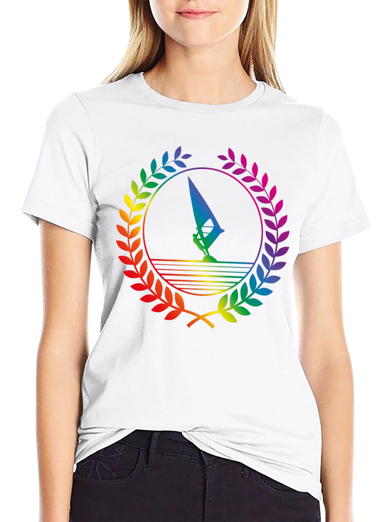 Rainbow Windsurfer Black T-Shirt