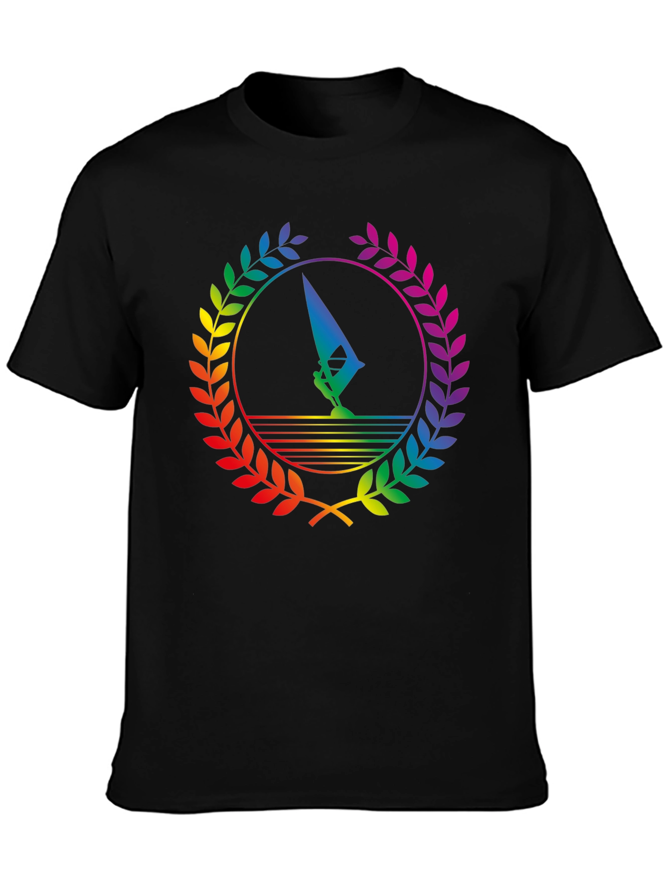 Rainbow Windsurfer Black T-Shirt