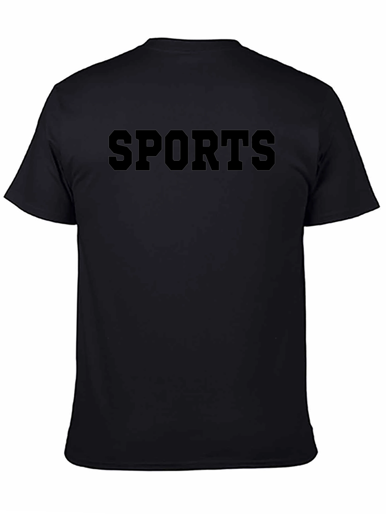 SPORTS Black Crew Neck Tee - Casual Style