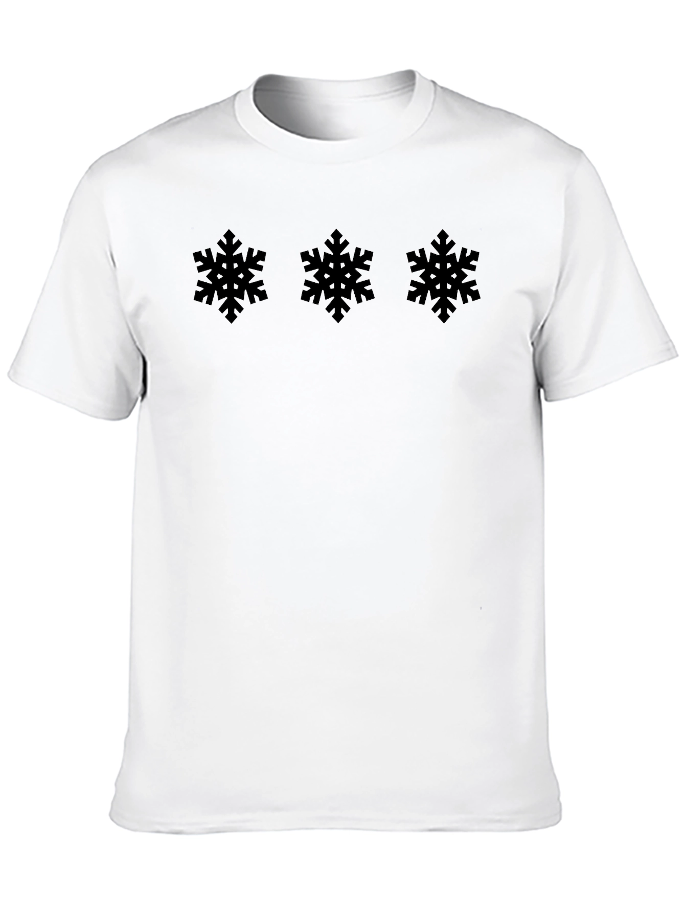 Black Snowflake Patterned T-Shirt