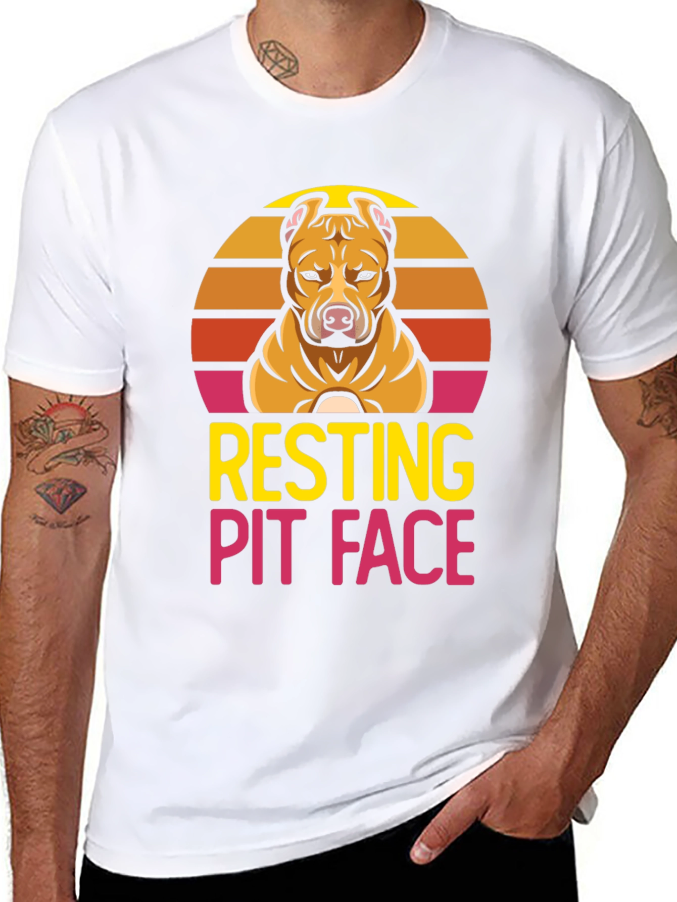 Resting Pit Face T-Shirt - Dog Lover Tee