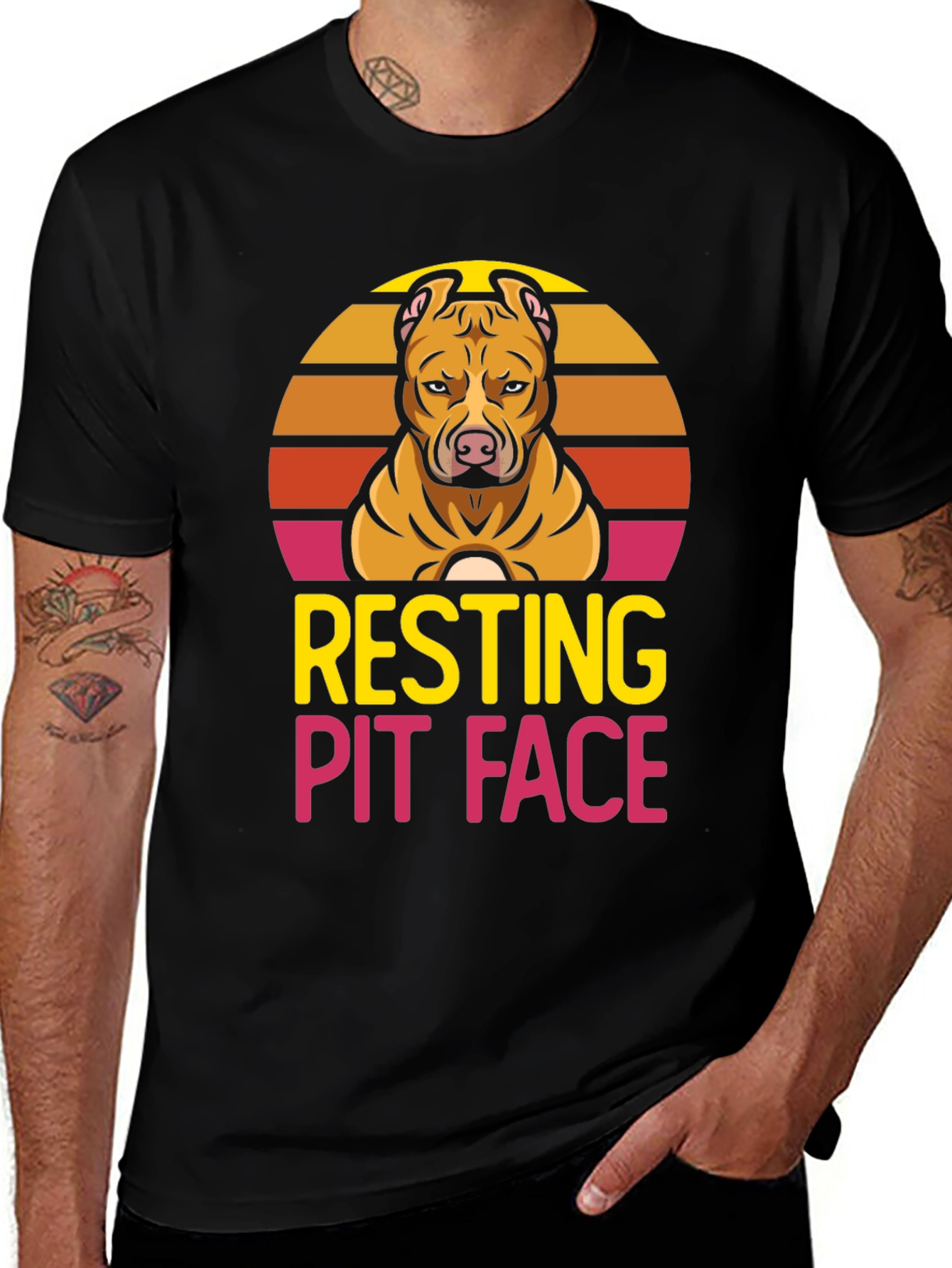 Resting Pit Face T-Shirt - Dog Lover Tee