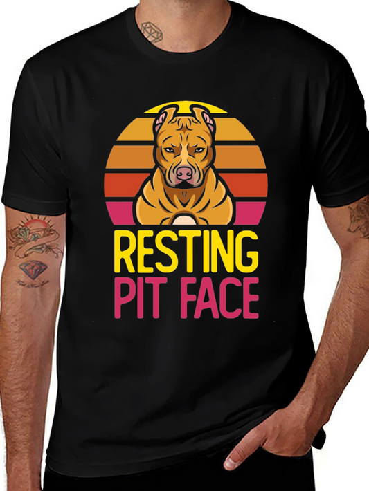 Resting Pit Face T-Shirt - Dog Lover Tee
