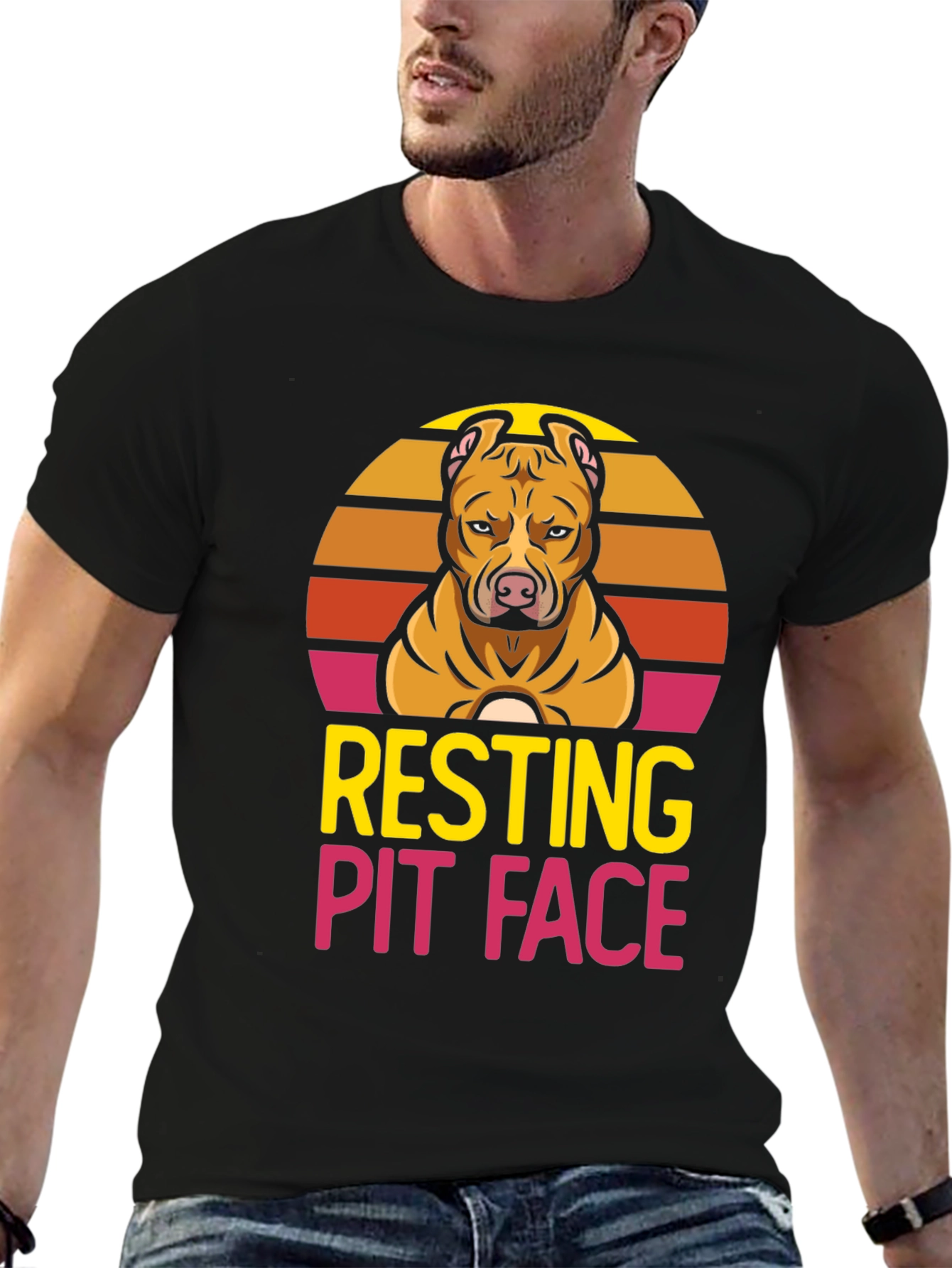 Resting Pit Face T-Shirt - Dog Lover Tee