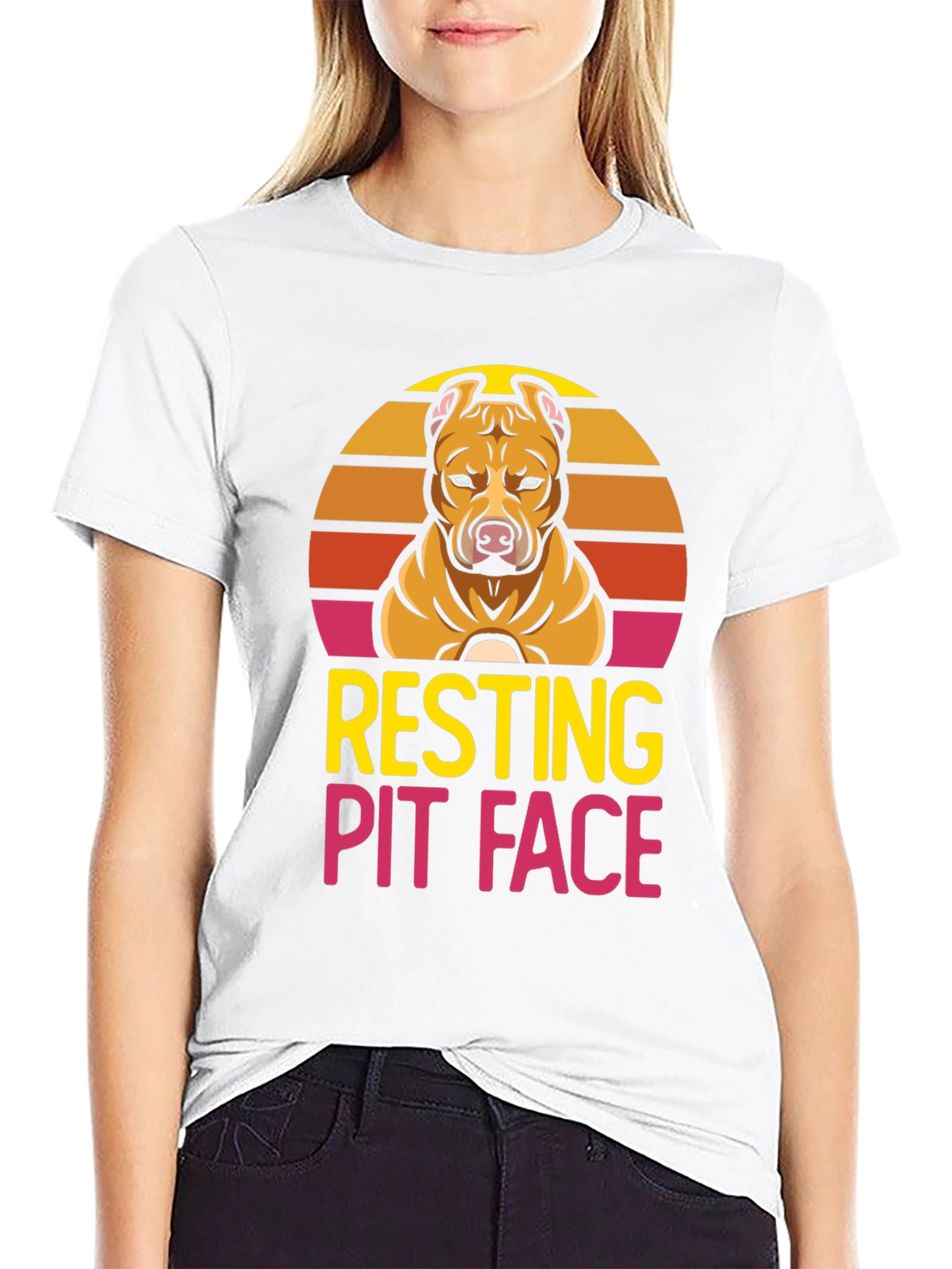 Resting Pit Face T-Shirt - Dog Lover Tee