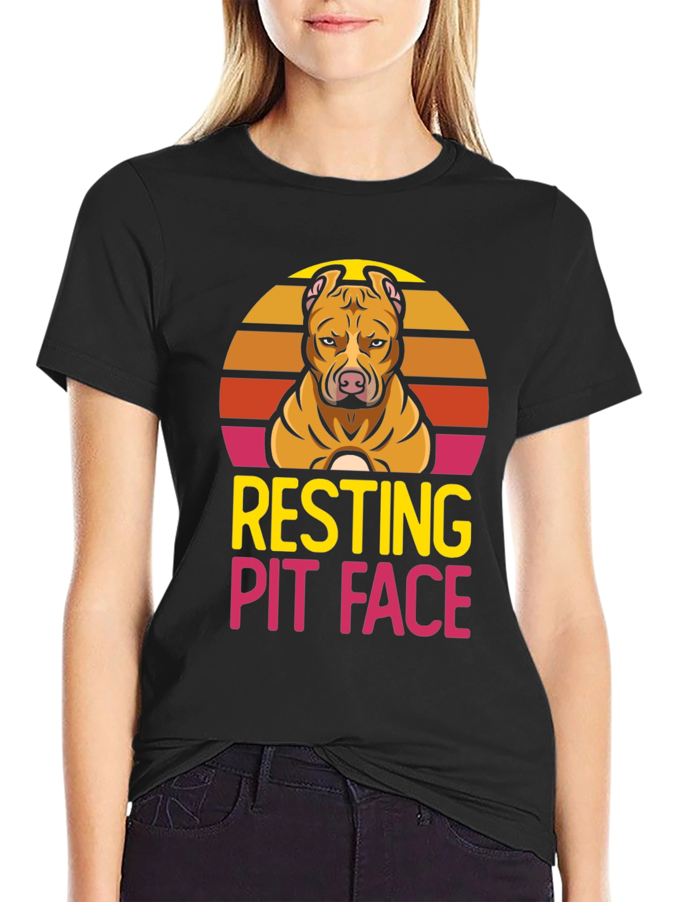 Resting Pit Face T-Shirt - Dog Lover Tee